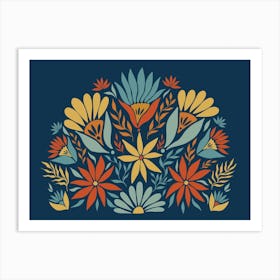 Bohemian Bloom   Blue Art Print
