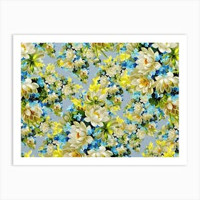 Flowers In Blue And Yellow Art Print