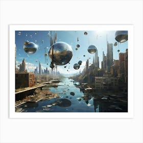 Futuristic Cityscape Paintings Art Print 2 Art Print