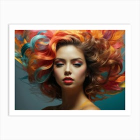 Beautiful Woman With Colorful Hair 2 Art Print