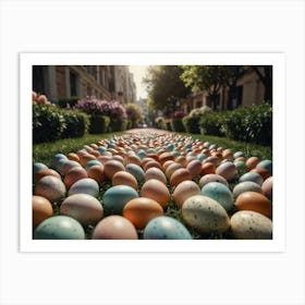 Easter Eggs On Grass Art Print