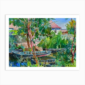 Boats By The River Art Print