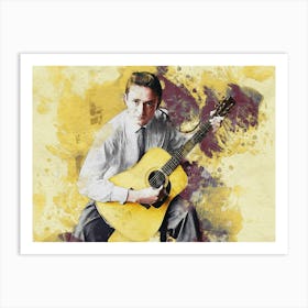 Smudge Of Johnny Cash And The Guitar Art Print