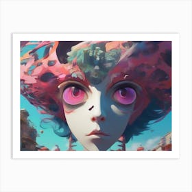 Girl With Pink Hair Art Print