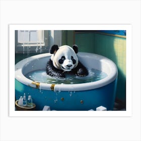 Panda In Bath Art Print