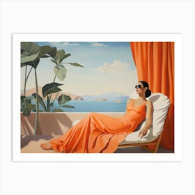 Woman In An Orange Dress Art Print