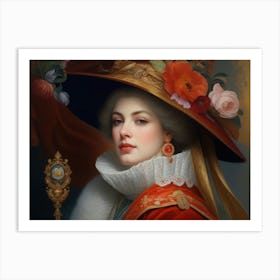 Elegant Lady In Red Art Print