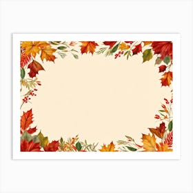 A Festive Thanksgiving Card Autum Leaves In Hues Of Burnt Orange Ripe Red Green And Sun Kissed Ye Art Print