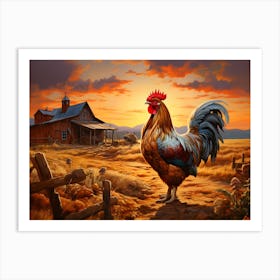 Rooster In The Field 4 Art Print