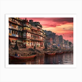 Sunrise On The Ganges Art Print