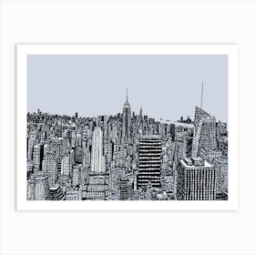 Grey New York Skyline, View from the Top of the Rock, Illustration Poster