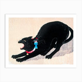 Japanese Ukiyo-E Black Cat Art Print