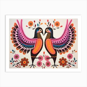 Hummingbird 3 Folk Style Animal Illustration Art Print
