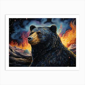 Bear On Fire Art Print