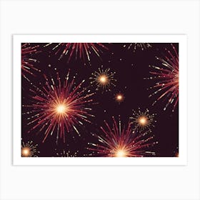 Multiple Fireworks Exploding In The Night Sky, Creating A Vibrant And Colorful Display 1 Art Print