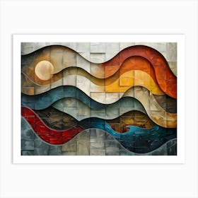 Abstract Wave, Cubism Art Print