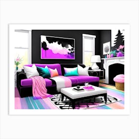 Purple Living Room 1 Art Print