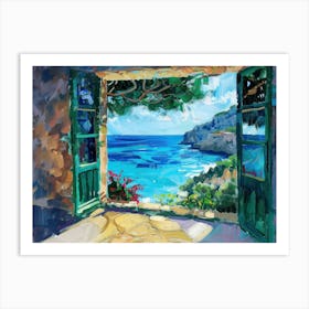 Mallorca From The Window View Painting 1 Art Print