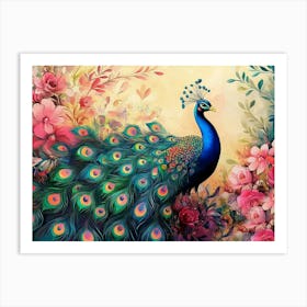 Colorful Peacock 4 Art Print