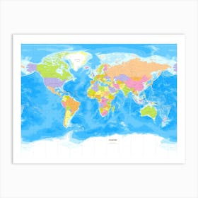 Detailed political world map Spanish language Miller projection Affiche