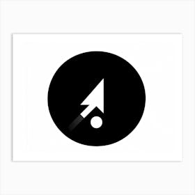 A Contemporary Flat Design Symbol Depicting A Navigation Web With A Precise Black Pointer Turned To (6) Art Print