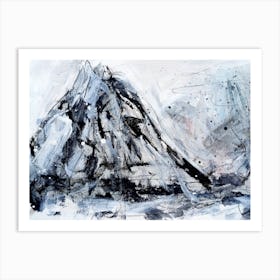 Mountain Painting Monochrome Art Print