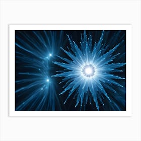 Abstract Image Of A Glowing Blue Starburst, With A Central Core And Radiating Lines Art Print