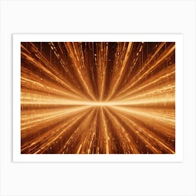 An Abstract Burst Of Golden Light Streaks Across A Dark Background, Creating A Sense Of Speed And Energy Art Print