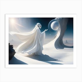 White Robed Alien Milky Way Art Print