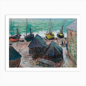 Boats On The Beach At Étretat, (1885), Claude Monet Art Print
