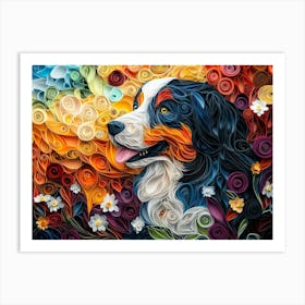 Australian Shepherd Paper Quilling Dog Portrait III Art Print