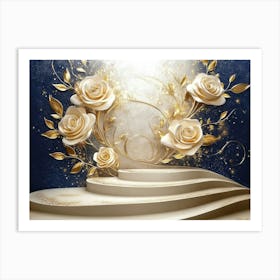 Gold Roses On Stage Art Print