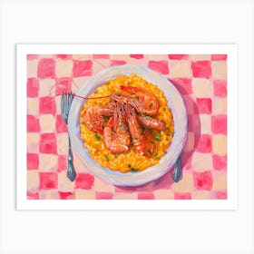 Seafood Risotto Pink Checkerboard 2 Art Print