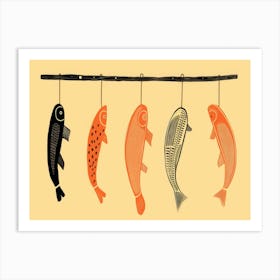 Fish Hanging From A Branch Art Print