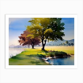 Watercolor Of Trees Art Print