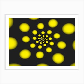 Yellow Spiral Dots Art Print