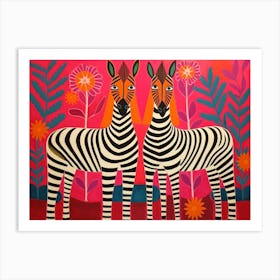 Zebra 2 Folk Style Animal Illustration Art Print