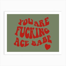 Ace Babe Red & Green Art Print