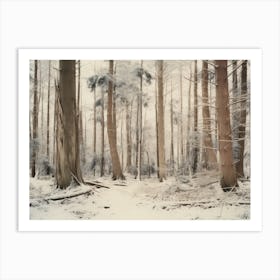 Vintage Rustic Winter Forest Art Print