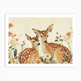 Floral Animal Illustration Deer 10 Art Print