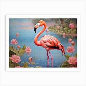 Colorful Flamingo Painting Art Print