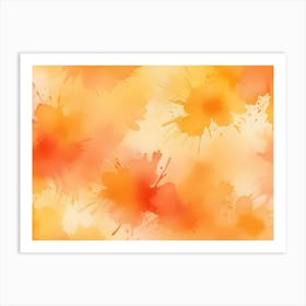 Abstract Background With Orange And Yellow Watercolor Splatters On A Light Yellow Background 1 Art Print