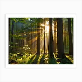 Forest With Sunbeams 14 Art Print