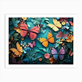 Butterflies In The Garden 3 Art Print