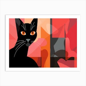 Abstract Black Cat 1 Art Print