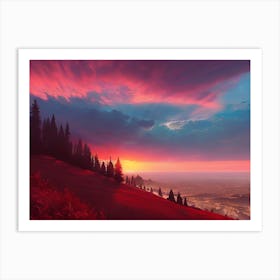 Sunset Over A Mountain Art Print