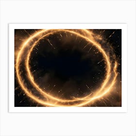 Abstract Image Of A Glowing, Golden Ring Of Light Against A Dark Background With Clouds And Sparks 1 Art Print