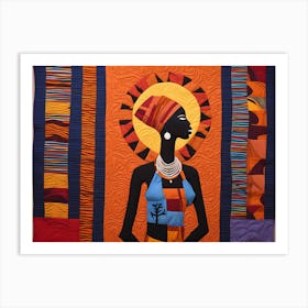 African Quilting Inspired Folk Art, 1231 Art Print