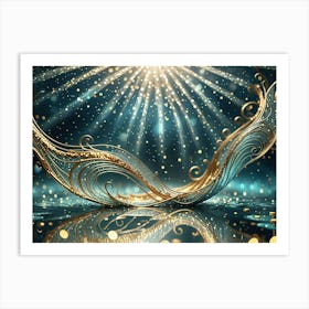 Sparkling golden waves in the sea 3 Art Print