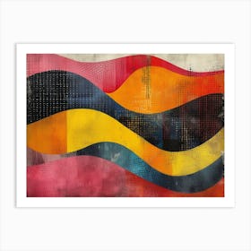 RetroRiso Revival: Embracing Analog Charm in Modern Design:Abstract Waves Art Print